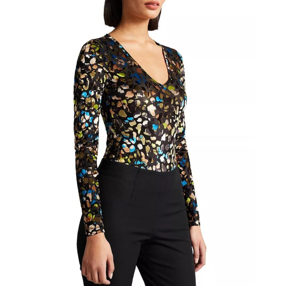 Ted‎ Baker Josslyn Devore Long Sleeve Mesh Bodysuit Career Office Quiet Luxury